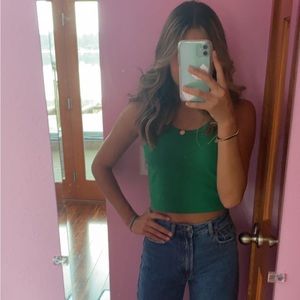 Green cami tank top